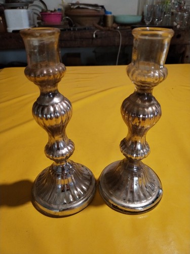 Bougeoirs verre mercurisé - bougeoirs,