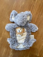 doudou marionnette Elephant poil long Gris Beige doigt lion HISTOIRE D'OURS