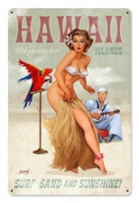 PLAQUE  SEXY PIN-UP HAWAII