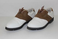 Reebok Womens Size 7 White & Brown Leather Lace-Up Steel Spike Cleats Golf Shoes