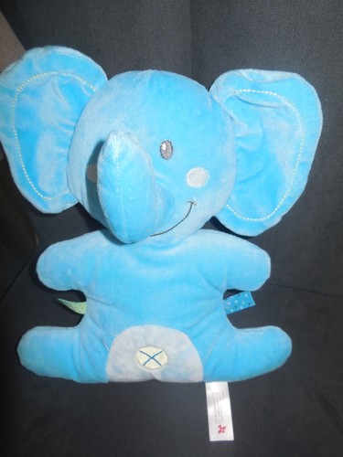 Doudou peluche éléphant bleu