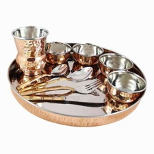 Dîner traditionnel en cuivre en acier Thali Set Food Restaurant Vaisselle...