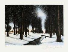 Jacques DEPERTHES NEIGE SOUS LES ARBRES lithographie signée