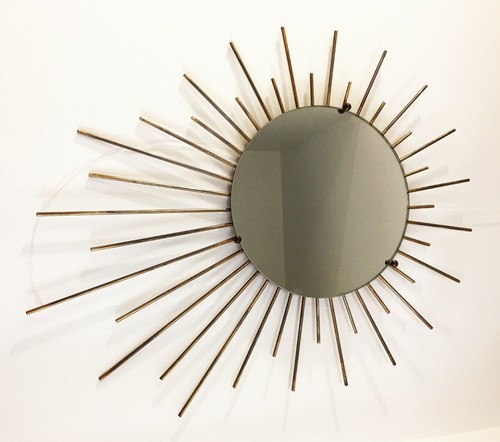 Grand miroir soleil laiton - miroir,