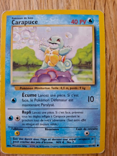 Carte pokémon carapuce 102 - carte, 63/102