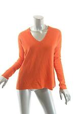 VINCE Orange Red 100% Very Fine Cashmere Ribbed V Neckline PO Sweater  Sz XS