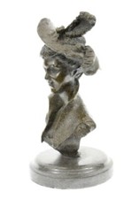 Érotique Sensuelle Nu Femelle Femme Buste Signé Bronze Marbre Statue Sculpture D