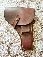 étui ancien en cuir pour arme de poing avec 1 loge pour chargeur