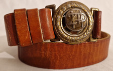 Ancienne Ceinture cuir scout polonaise ZHP scoutisme Insigne