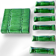 Vintage French Ceramic Bottle Green 6 knifes rests and 1 coaster St Clement, new