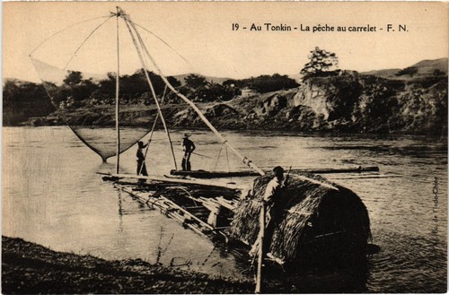 Cpa tonkin peche - la,