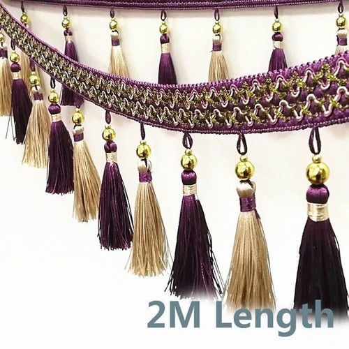 Ruban franges perles - 2m,
