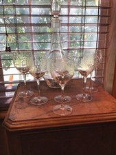 6 Crystal Romanian Etched