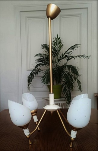 Suspension vintage quatre feux - suspension,