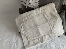 Ancienne Taie De traversin En Métis Écru Brodée Monogramme M D point Ajouré