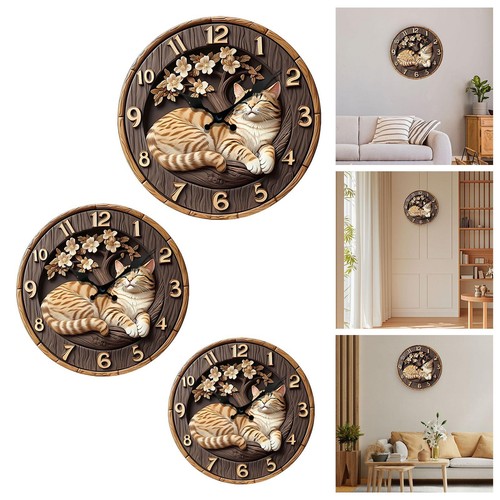 Horloge murale motif chat - murale,