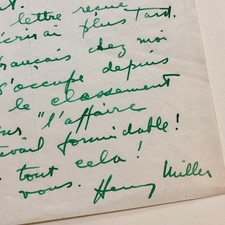 Henry MILLER adresse quelques exemplaires de "Tropique du Cancer"