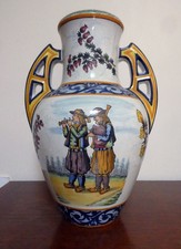 Grand vase faïence HENRIOT QUIMPER couple sonneurs