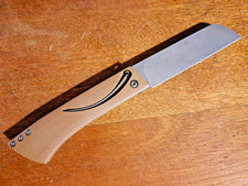 Couteau artisanal SEPIA par TORPEN (Jérôme Hovaere), micarta beige, lame stonew.