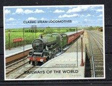 STAMPS - SIERRA LEONE - 1996 - M/S - TRAINS - RAILROAD - STEAM LOCOMOTIVES -
