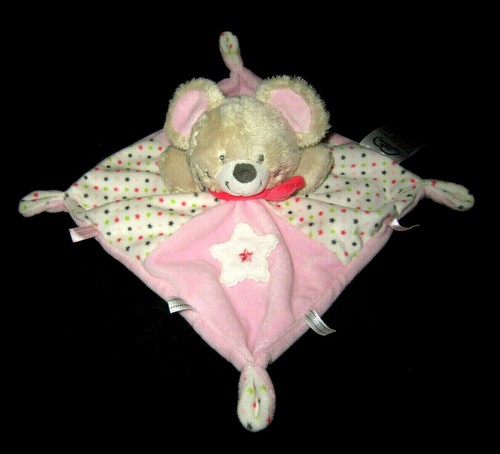Doudou carré souris beige - souris,