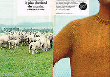 PUBLICITE ADVERTISING 055  1967  GEF  pulls homme en laine SHETLAND  ( 2 pages)