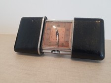 RARE REVEIL BUREAU  MOVADO ERMETO PULLMAN 8 JOURS VINTAGE 8 DAYS CLOCK SWISS MAD