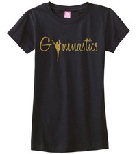 Gymnastics Gold Script Girls Fitted T-Shirt Gymnast Pride Gift