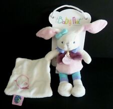 *. DOUDOU MOUCHOIR BABY NAT LAPIN BERRY ROSE BLANC BLEU VIOLET 19cm BN0241 NEUF