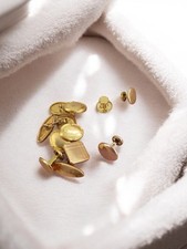 Paire de boutons de manchette anciens vintage plaqué or accessoire rétro collect