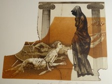 Jan KAVAN (1947) RARE GRAVURE AMAZONES GUERRE TROIE MORT OMBRE CZECH TCHEQUE