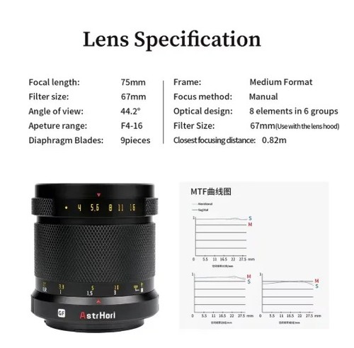 Astrhori 75mm camera - mf,
