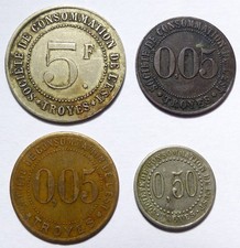 Lot 4 Monnaies de Nécessité Société de Consommation de l'Est Troyes