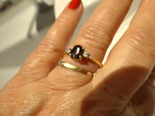 Ancienne bague plaqué Or vrai Grenat et Zirconium 20 mm diam TB