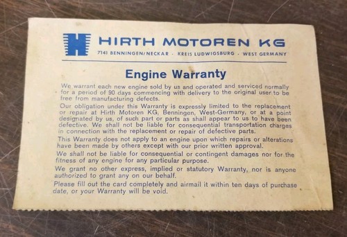 Rare 1960s hirth motoren - motoren, kg