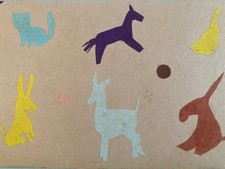 beau Collage 1950 Animal Chien Chat A Identifier Atelier Art XXe Ancien Animaux