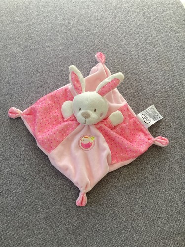 Doudou plat rose pois lapin
