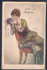 E114 ART DECO a/s BOMPARD FEMME MODE HIGH FASHION LADY CHAIR FLOWERS GLAMOUR