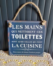 Plaque métal déco toilettes, citation humoristique, décorations bar & bistrot