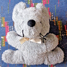 SOR/ DOUDOU PELUCHE ANCIEN VINTAGE SIMBA SOURIS GRISE NOEUD 18CM TBE