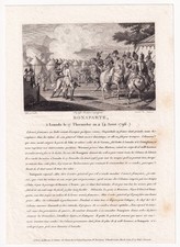 Gravure XIXe Napoleon Bonaparte Bataille de Lonato Campagne Italie Italia 1825