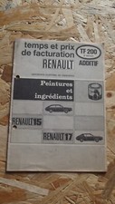 MANUEL D'ATELIER RENAULT TEMPS ET PRIX DE FACTURATION PEINTURE R15 ET R17