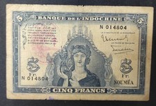 Nouvelle Calédonie 5 Francs Minerve Type 1944 Bleu Pick-48