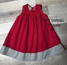 Petit Bateau 18 MOIS Fille: Robe Rouge Rose  Coton  Été Tbe