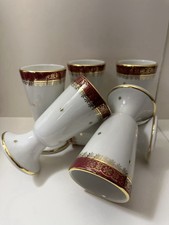 6 Mazagrans en porcelaine De Limoges Rouge Et Or