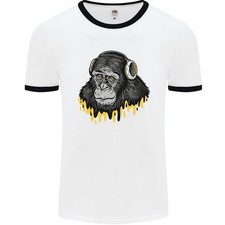 T-Shirt Ringer Pour Homme Monkey DJ Casque Audio