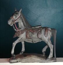 Cheval ancien Asiatique en bois plychrome