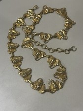 CEINTURE MÉTAL DORÉ DANS LE GOÛT DE CARTIER DÉCOR ÉLÉPHANTS ITALY VINTAGE BIJOU