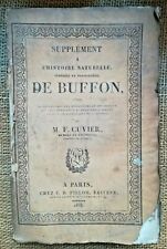 1833 SCIENCES: Supplément à l'Histoire Naturelle de BUFFON, CUVIER, oiseau- 7913