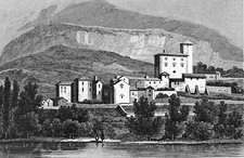 MILLAU-Le MONNA (Gorges de la Dourbie) & les falaises du Boffi -Fine gravure 19e